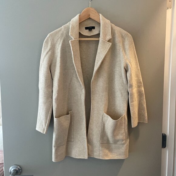 GUC J.Crew Sophie Sweater Blazer Heather Natural Beige Size XXS - Picture 2 of 3